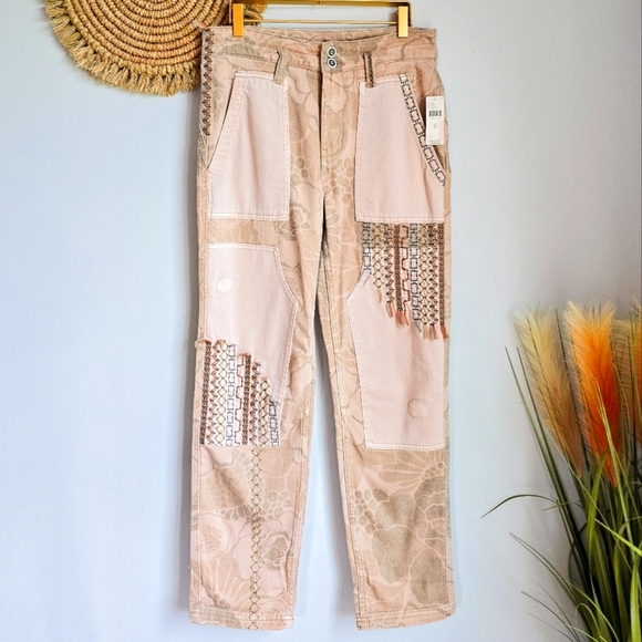 Anthropologie, New Pilcro The Camp Wanderer Pink Rose Patchwork Pants Size 28 - Picture 2 of 15